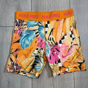Nike Pro Girls Printed Floral Spandex Shorts Girls Large